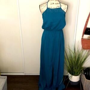 Olive & Oak Teal Halter Maxi Dress Size Medium